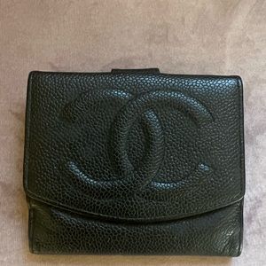 Chanel caviar leather wallet big CC on flap made in France